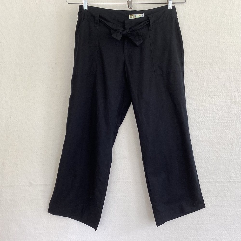 Black Linen Blend Old Navy Women’s Plus Wdeleg Self Tie Side Slash Pockets 16